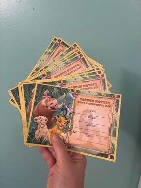 NEW 16 DISNEY The Lion King Birthday  Party Invitations SIMBA TIMON PUMBA